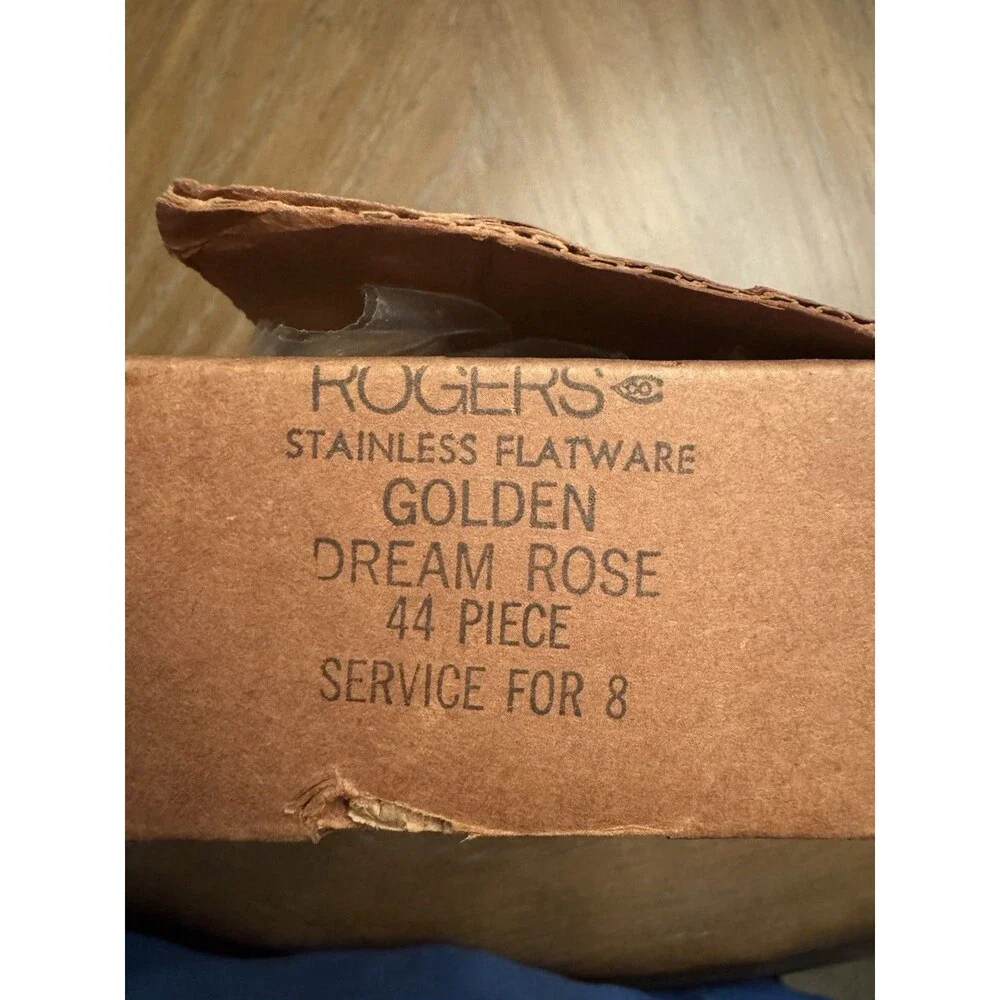 Vintage Rogers Golden Dream Rose Gold Tone Flatware Set 7 Settings Plus Serving